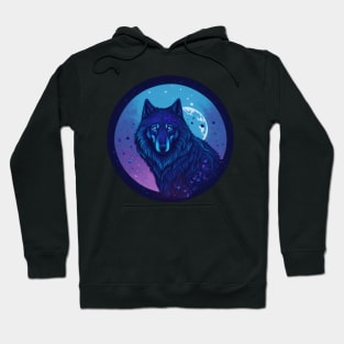 We Are All Made of Stardust - Dark Blue Wolf Design Hoodie